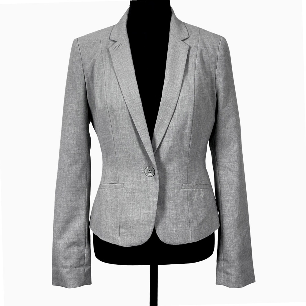 Worthington Single Button Blazer Womens Small Gray Office Career Jacket